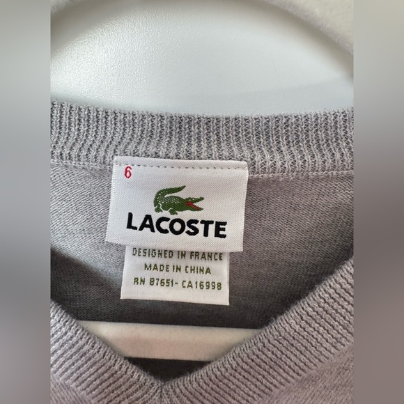 Lacoste Men's Gray and Navy Argyle Sweater size 6 - Picture 4 of 6